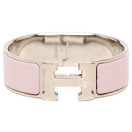 Pulsera Hermès Clic Clac H PM de esmalte rosa ancho Rosa Otro