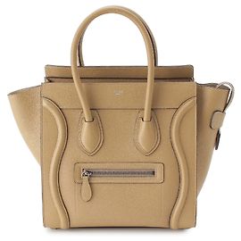 Céline Celine Beige Micro Drummed Calfskin Luggage Tote Beige