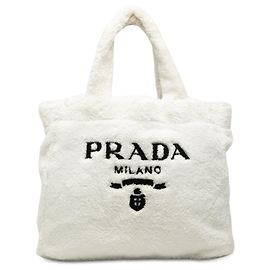 Borsa Tote Prada in spugna bianca con logo Bianco