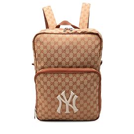 Gucci Brown GG Canvas NY Yankees Backpack Brown