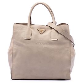 Sac cabas convertible ouvert Prada Beige Vitello Daino Beige