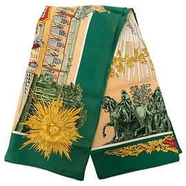 Lenço de seda Hermès Green Voltaire Sanssoucy 90 Verde
