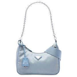 Bolsa Satchel Prada Re Edition 2005 em Tessuto com Acabamento em Saffiano Azul Azul Azul claro