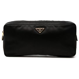 Pochette multi-zips en satin noir Prada Noir
