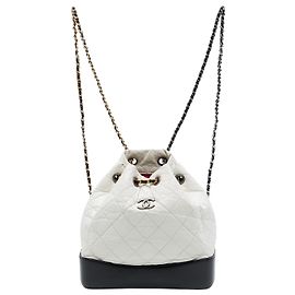 Chanel White Small Bicolor Quilted Aged Calfskin Gabrielle Backpack Other