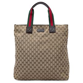 Gucci Beige GG Canvas Web Vertical Tote Beige