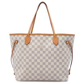 Louis Vuitton White Damier Azur Neverfull MM Branco