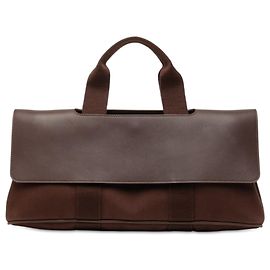 Hermès Brown Toile and Swift Valparaiso Long MM Marron