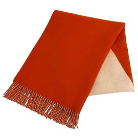 Hermès HERMES Casaque Bicolor Fransen-Stola 100% Kaschmir Beige Orange