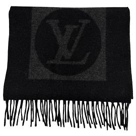 Louis Vuitton Wool Cashmere Stole Brown Black
