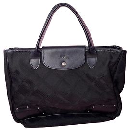 Saco cabas Longchamp preto em lona monogramada Preto