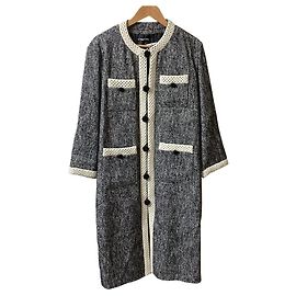 Autre Marque Les Briqu'a braque Tweed Collarless Coat Black