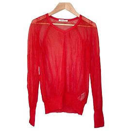 Autre Marque Power Net V-Neck Knitwear Strickware support surface Rot