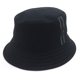 Cappello bucket Hermès Fred H Stripe58 in cotone Nero