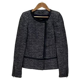 Autre Marque Max&co Tweed Collarless Riders Jacket Blue Navy blue