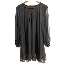 Autre Marque Túnica INGEBORG em tule de bolinhas com laço Marrom Cinza antracite