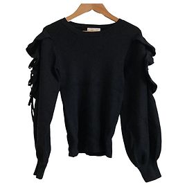 Autre Marque And Couture Strickpullover mit Rüschenärmeln Schwarz