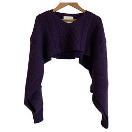 Autre Marque TAN Kurzstrickpullover aus Wolle Lila