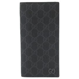 Gucci Long Wallet Grey Leather Brown