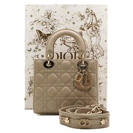Dior mala e mala de ombro Lady Small Beige My ABC Gold Tone Marrom