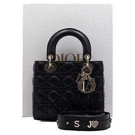 Lady Dior My ABC Small Gold Accent Tote and Shoulder Bag Black