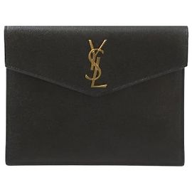 Saint Laurent Uptown Pouch Clutch Black Gold Black