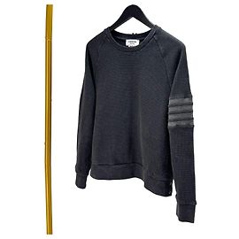 Thom Browne Diagonal Stripe Waffle Sweatshirt Gray Brown