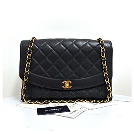 Chanel Bolsa de Ombro com Corrente Diana em Caviar Preto Preto