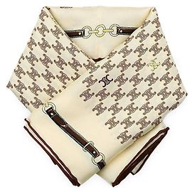 Céline Pañuelo Cuadrado de Seda Bandana Heritage para Mujer Castaño
