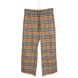 Burberry Calças de cetim Nova Check Marrom