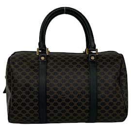 Céline Bolsa Boston Celine Macadam Blazon Pattern Triomphe em couro Marrom