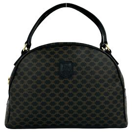 Céline Bolsa Celine Vintage Macadam Blazon Triomphe Logo Marrom Preto