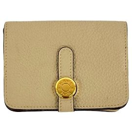 Hermès Monedero Hermes Dogon en Taurillon Clemence Beige Beige