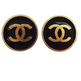 Chanel CC Round Clip-On Metal D'oro