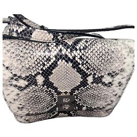 Borsa a tracolla Balenciaga in pelle di pitone Nero Bianco Grigio Stampa python