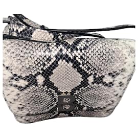 Sac à bandoulière Balenciaga en cuir de python Noir Blanc Gris Imprimé python