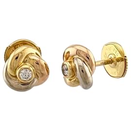 Cartier Trinity Earrings with Diamonds Silvery White Golden