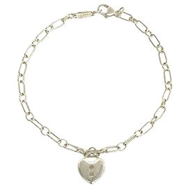 Pulseira de corrente com pingente de coração e cadeado em prata Tiffany & Co. Prata