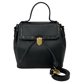 Borsa a tracolla in pelle con logo traforato Yves Saint Laurent Nero