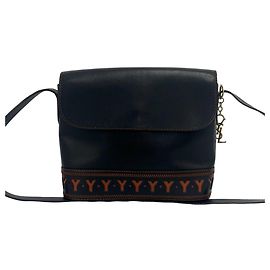 Borsa a tracolla in pelle vintage Yves Saint Laurent Marrone Nero
