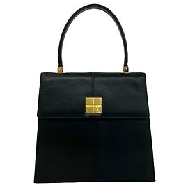 Yves Saint Laurent Vintage Black Leather Tote Bag Black