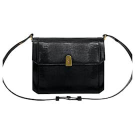 Sac à épaule vintage en cuir noir Yves Saint Laurent Noir