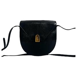 Sac à épaule en cuir vintage Yves Saint Laurent Noir