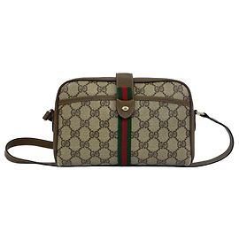 Bolsa de ombro mini GUCCI Old Sherry Line com padrão de logo GG Marrom Vermelho Verde