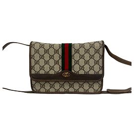 Gucci Old Sherry Line GG Logo Pattern Leather Shoulder Bag Brown