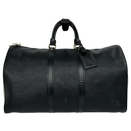 Sac Boston Louis Vuitton Vintage Keepall en cuir Epi Noir