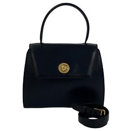 Céline Bolsa de mão Celine Vintage Starball em couro de bezerro com ferragens Preto