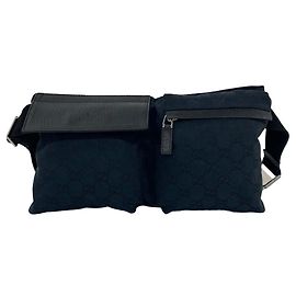 Gucci GG Pattern Canvas and Leather Bag Black