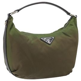 PRADA Shoulder Bag Nylon Silver Khaki Altro