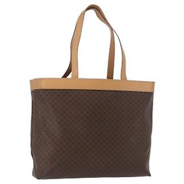 Céline CELINE Macadam Canvas Tote Bag PVC Leather Brown Gold Altro